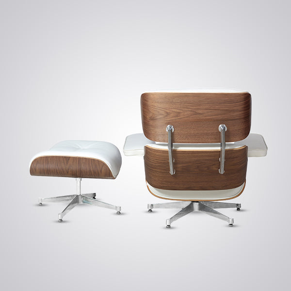 Eames Inspired Mid-Century Lounge Chair & Ottoman - Walnut Wood & Chocolate Brown
