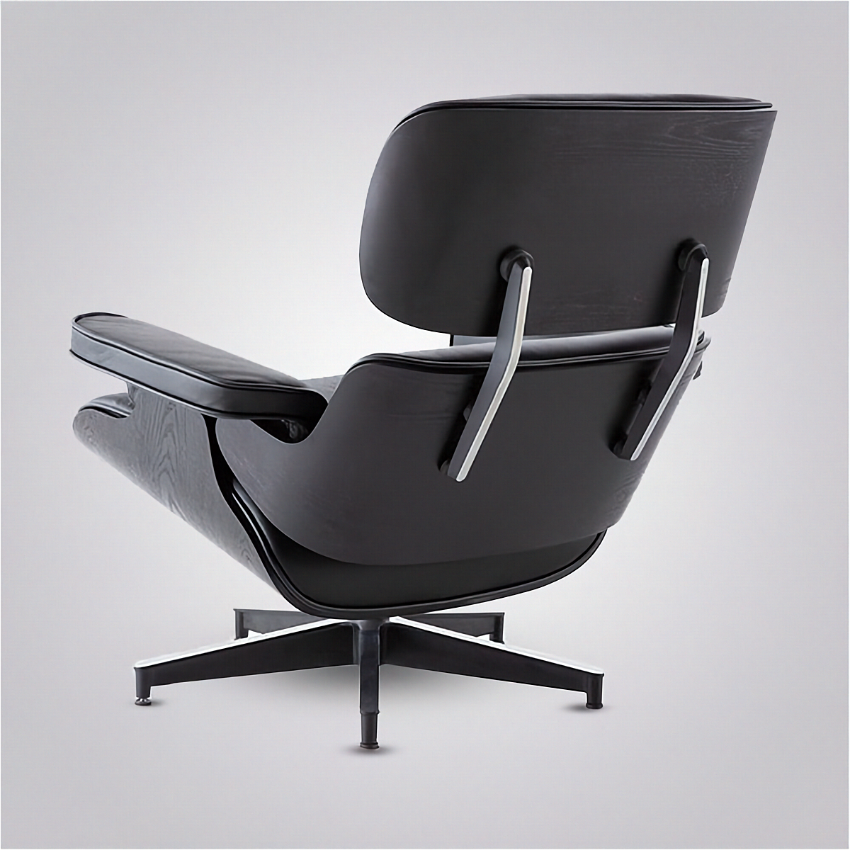 Charles Eames Inspired Iconic Style Lounge Chair & Ottoman - All Black & Ebony Ash Wood
