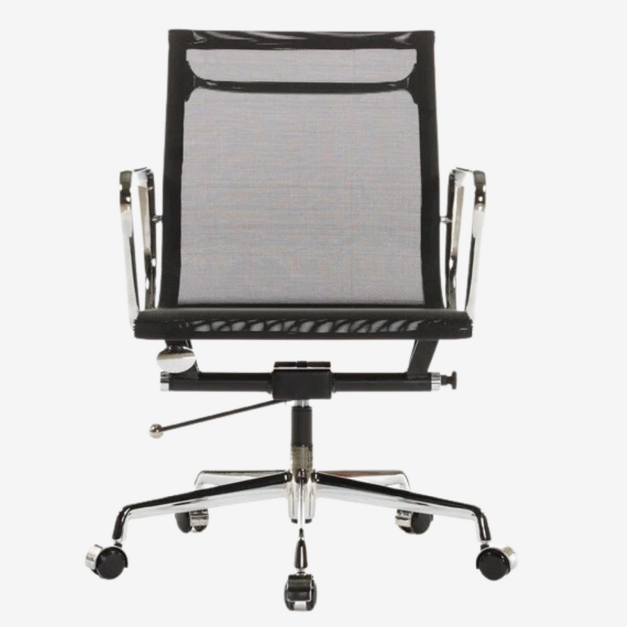 Modern Eames Meshed Office Chair EA 117 - Sleek Low Back Seating, Black