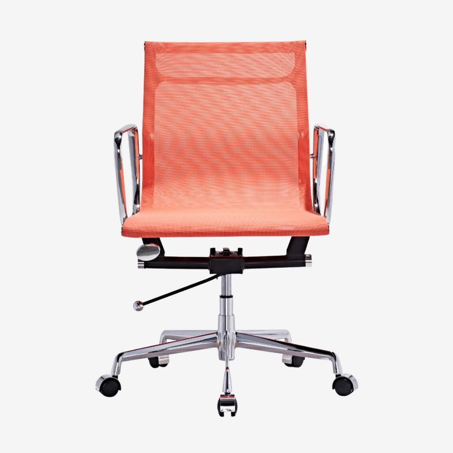 Modern Eames Meshed Office Chair EA 117 - Sleek Low Back Seating, Orange