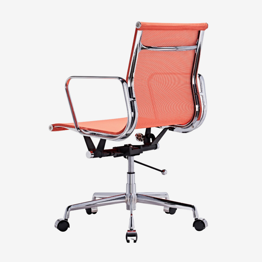 Modern Eames Meshed Office Chair EA 117 - Sleek Low Back Seating, Orange