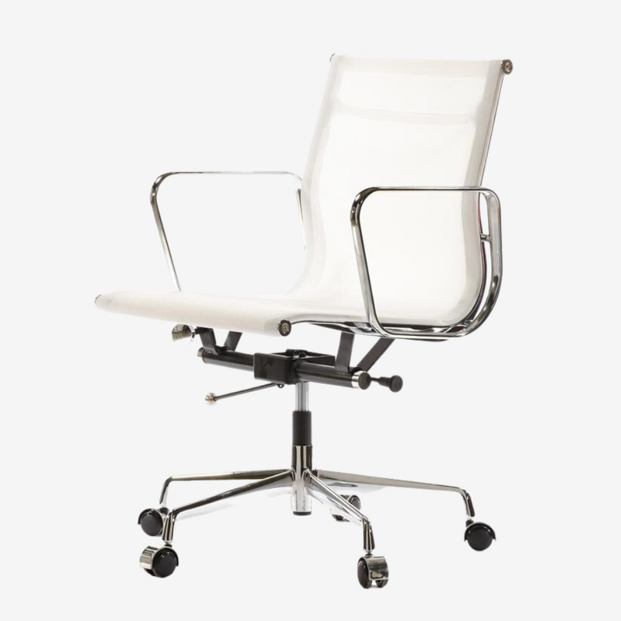 Modern Eames Meshed Office Chair EA 117 - Sleek Low Back Seating, Orange