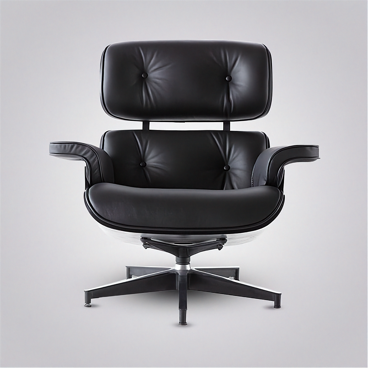 Charles Eames Inspired Iconic Style Lounge Chair & Ottoman - All Black & Ebony Ash Wood