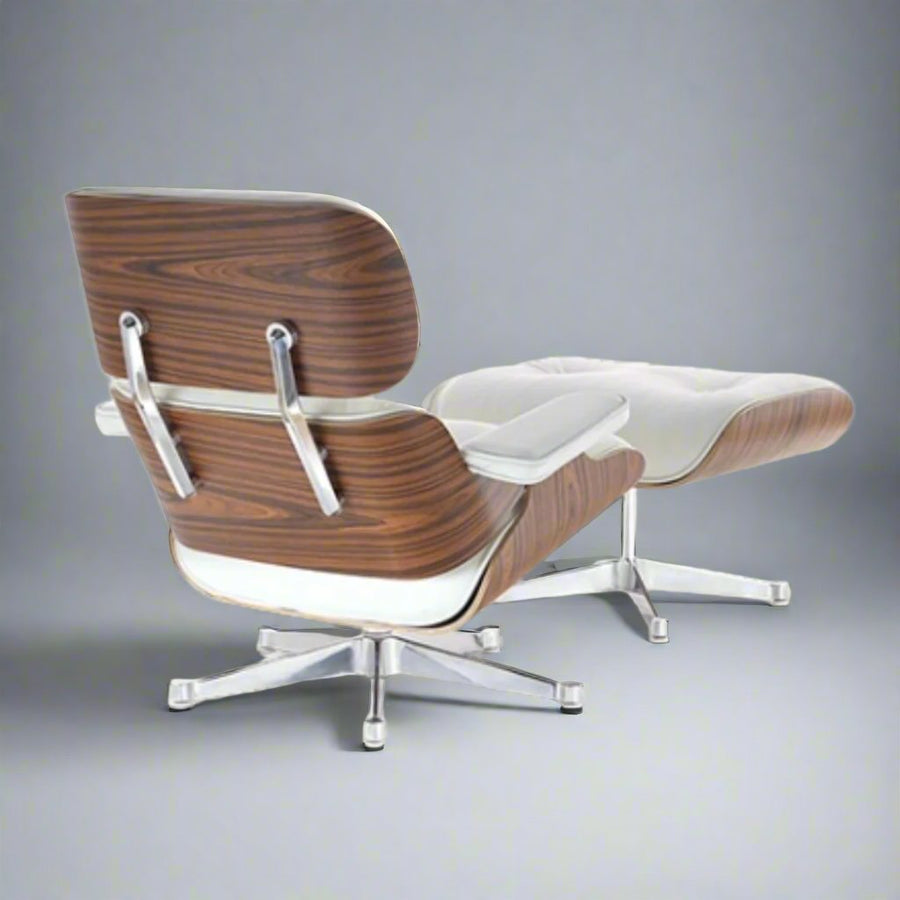 Charles Eames Inspired Iconic Style Lounge Chair & Ottoman - Rosewood & Tan brown
