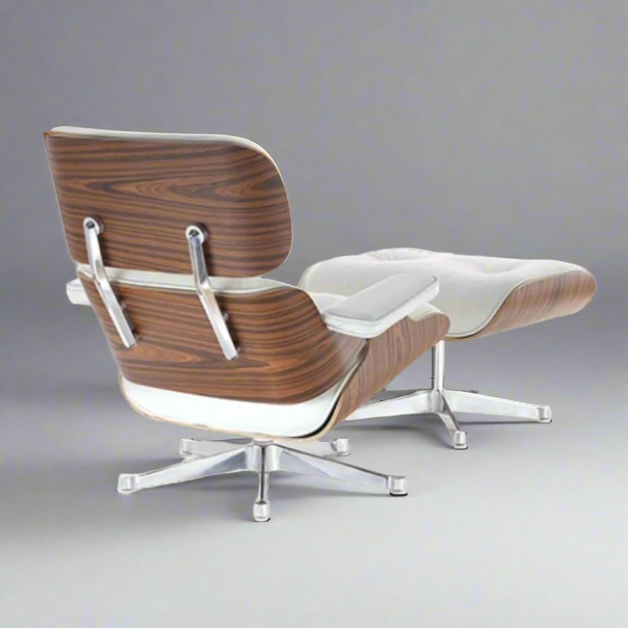 Eames Inspired Mid-Century Iconic Lounge Chair & Ottoman in Rose Wood and Black