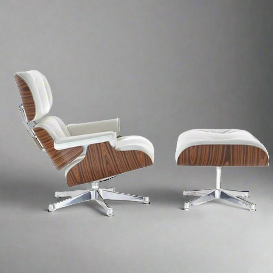 Eames Inspired Iconic Style Lounge Chair & Ottoman in Rose Wood Chocolate Brown