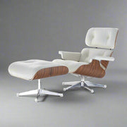 Eames Inspired Mid-Century Iconic Lounge Chair & Ottoman in Rose Wood and Black