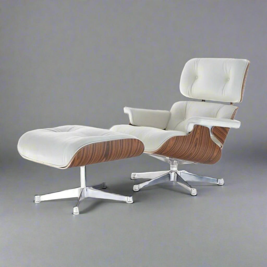 Eames Inspired Iconic Style Lounge Chair & Ottoman in Rose Wood Chocolate Brown