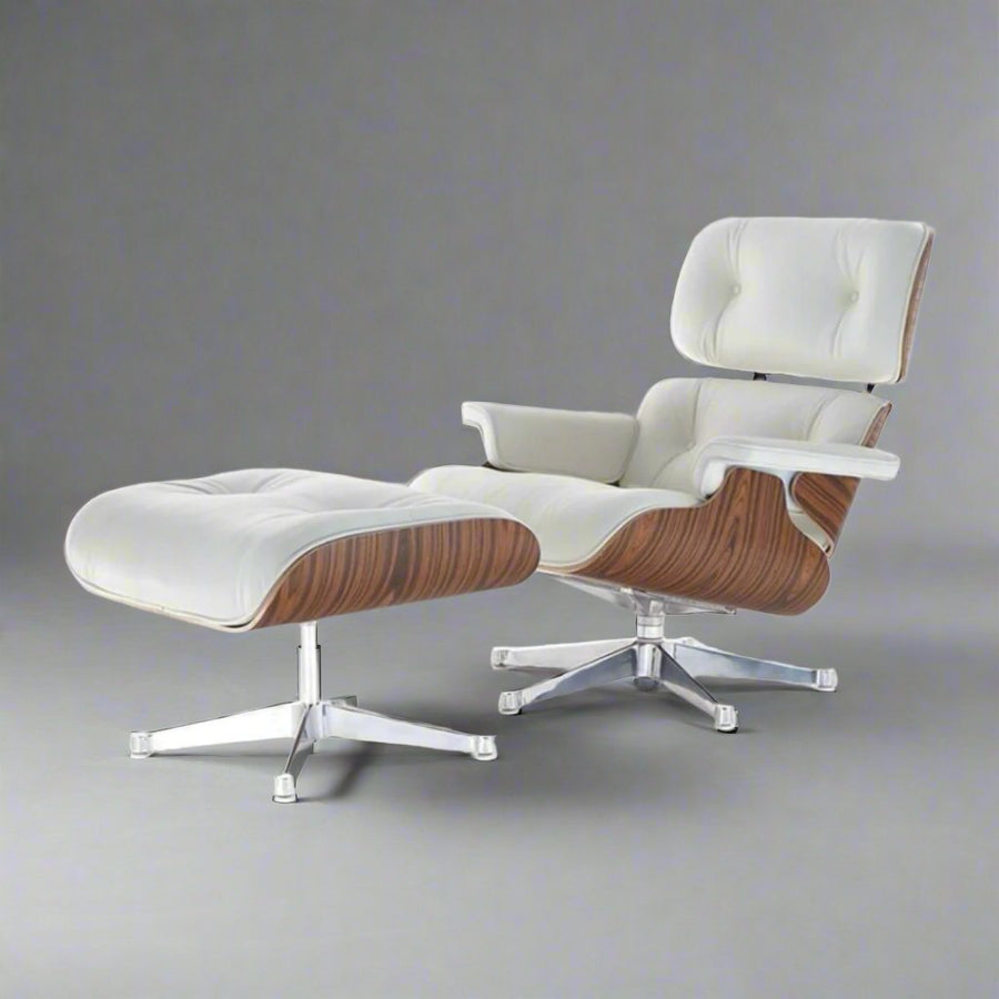 Eames Inspired Mid-Century Iconic Lounge Chair & Ottoman in Rose Wood and Black