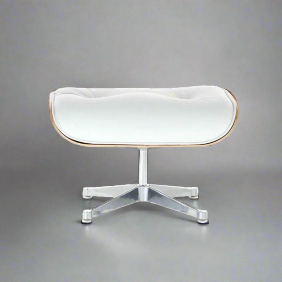 Charles Eames Inspired Iconic Style Lounge Chair & Ottoman - Rose Wood & White