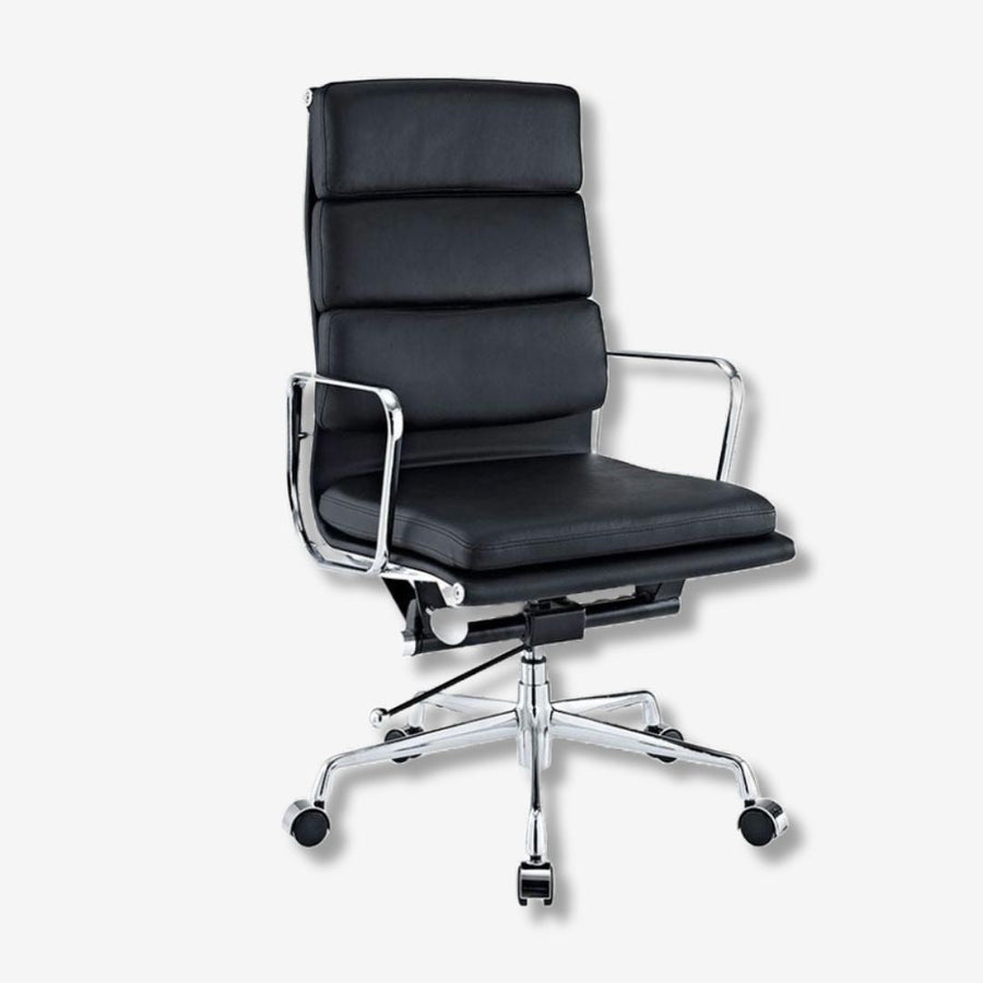 Eames Ergonomic Soft Pad Office Chair EA 219 - High Back Support, Black Italian Leather