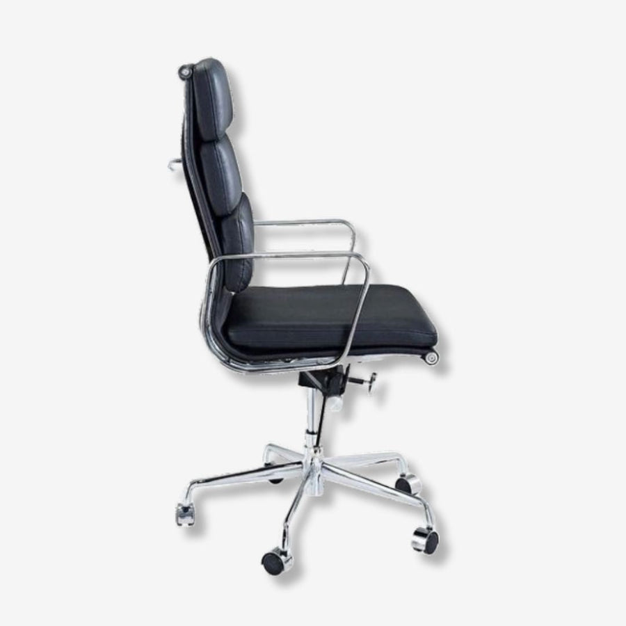 Eames Ergonomic Soft Pad Office Chair EA 219 - High Back Support, Black Italian Leather
