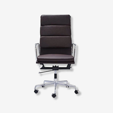 Eames Ergonomic Soft Pad Office Chair EA 219 - High Back Support, Dark Brown Leather