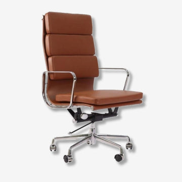Eames Ergonomic Soft Pad Office Chair EA 219 - High Back Support, Tan Brown Leather