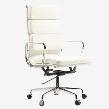 Eames Ergonomic Soft Pad Office Chair EA 219 - High Back Support, White Leather
