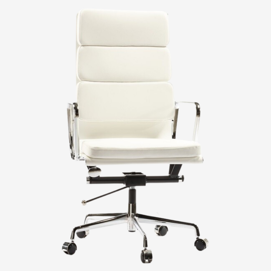 Eames Ergonomic Soft Pad Office Chair EA 219 - High Back Support, Black Italian Leather
