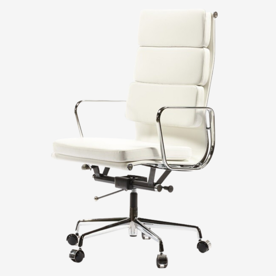 Eames Ergonomic Soft Pad Office Chair EA 219 - High Back Support, White Leather