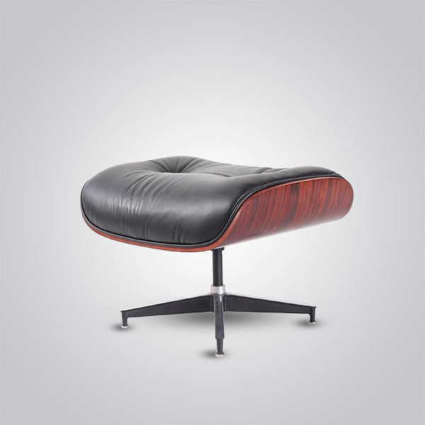 Eames Inspired Lounge Chair & Ottoman in Dark Rose Wood & Black Leather