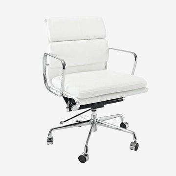 Luxurious Eames Soft Pad Office Chair EA 217 - Low Back Elegant White Leather