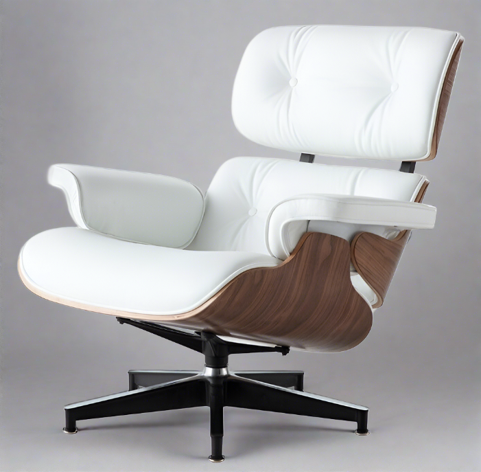 Eames Inspired Mid-Century Lounge Chair & Ottoman – Walnut Wood & Tan Brown | Luxe Furnishes
