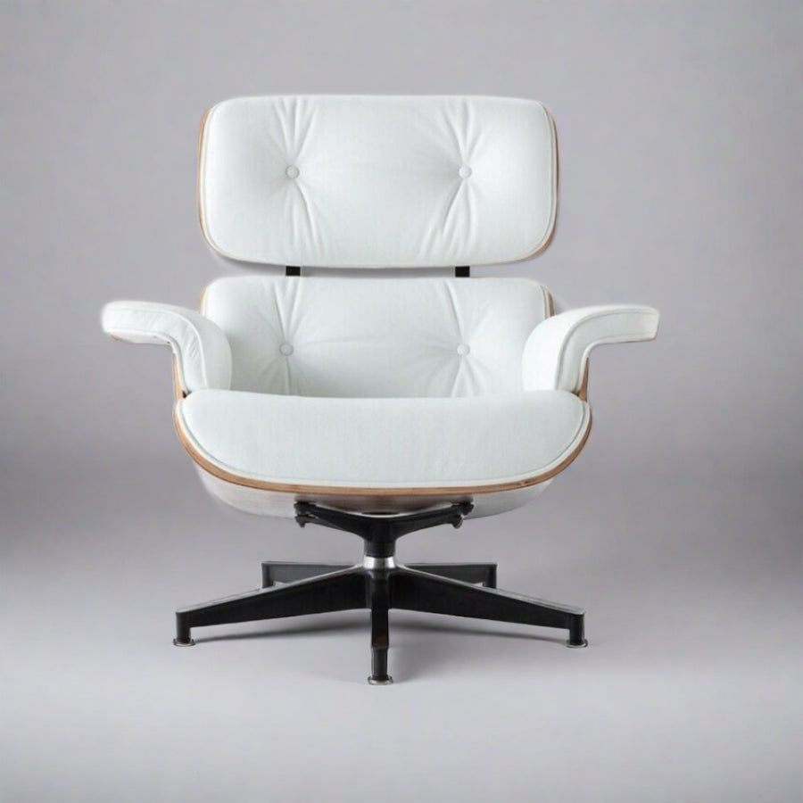 Eames Inspired Mid-Century Lounge Chair & Ottoman - Walnut Wood & Chocolate Brown