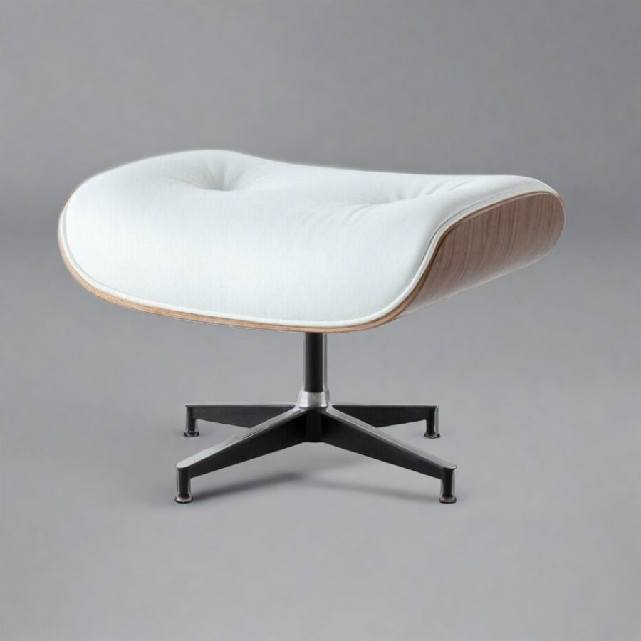 Charles Eames Style XL Version Lounge Chair & Ottoman - Walnut wood Black & White