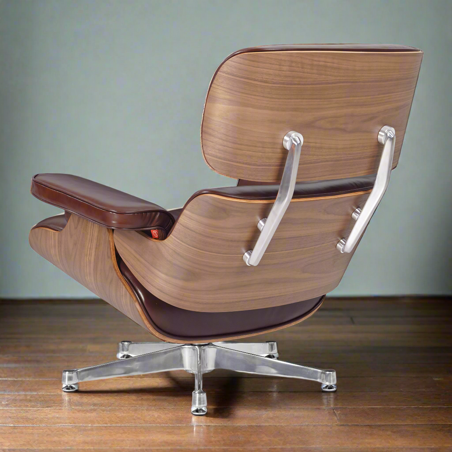 Eames Inspired Deluxe Lounge Chair & Ottoman in Vinatge Tan Waxed Leather & Walnut Wood