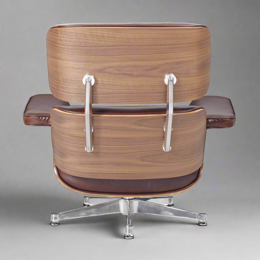 Eames Inspired Deluxe Lounge Chair & Ottoman in Vinatge Tan Waxed Leather & Walnut Wood