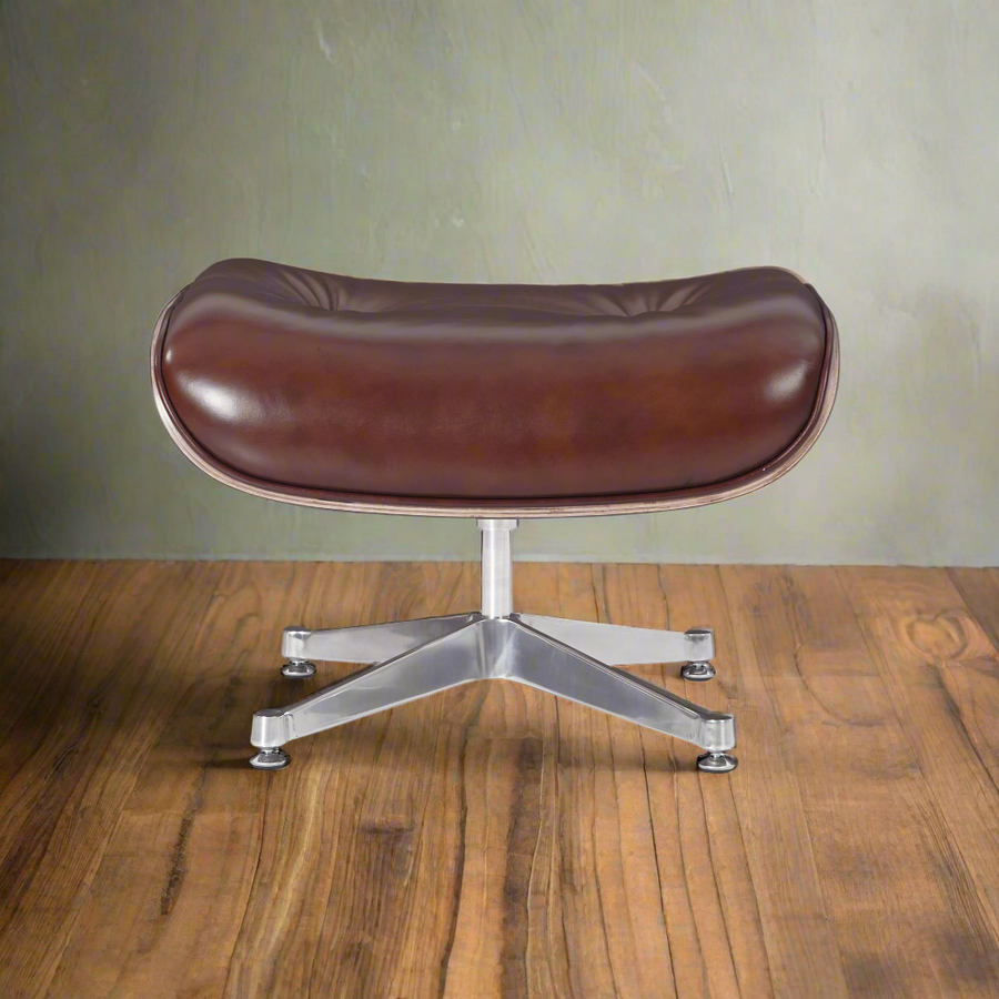Eames Inspired Deluxe Lounge Chair & Ottoman in Vinatge Tan Waxed Leather & Walnut Wood