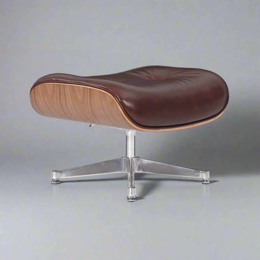 Eames Inspired Deluxe Lounge Chair & Ottoman in Vinatge Tan Waxed Leather & Walnut Wood