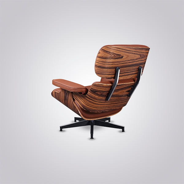Eames Inspired Iconic Style Lounge Chair & Ottoman in Rose Wood Chocolate Brown