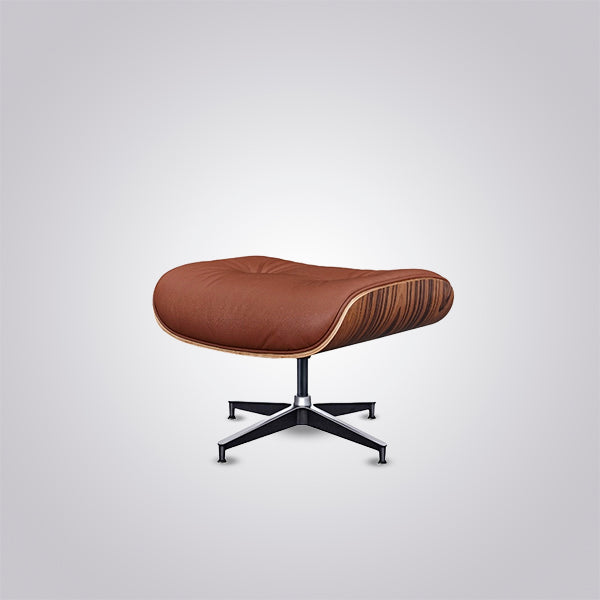 Charles Eames Inspired Iconic Style Lounge Chair & Ottoman - Rosewood & Tan brown