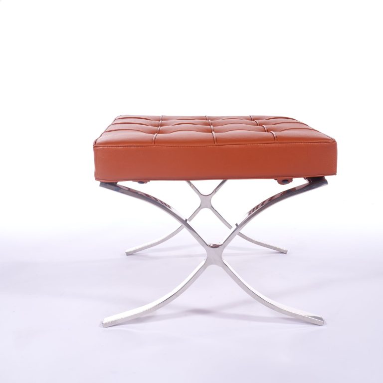 Mies Barcelona Pavilion Chair with Footrest | Tan Brown