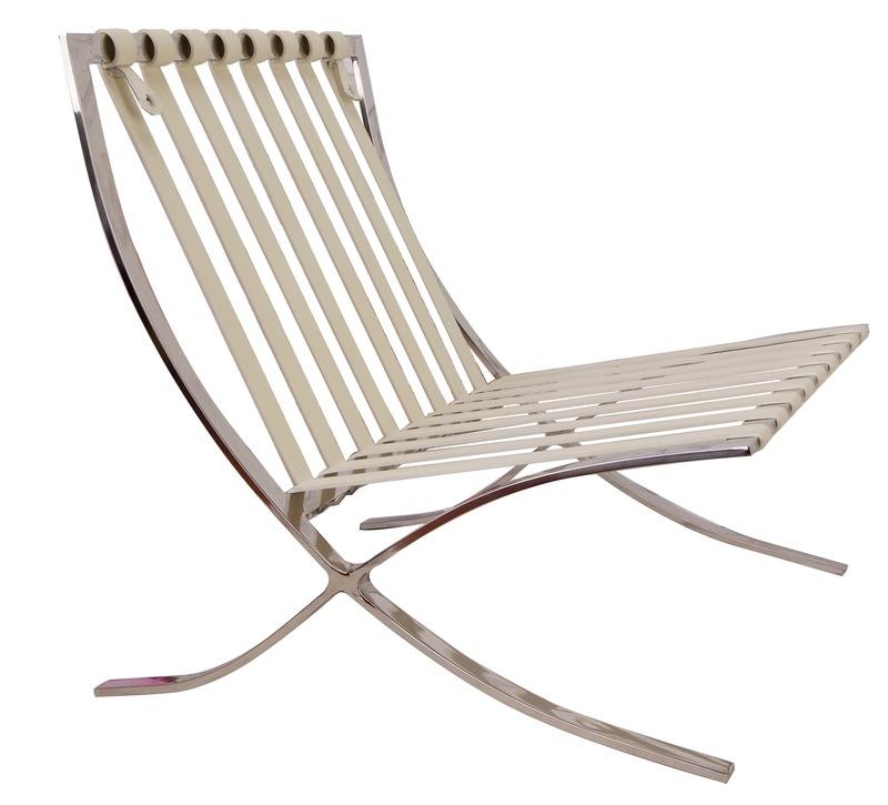 Mies Barcelona Pavilion Chair - Premium Italian Leather, Cream