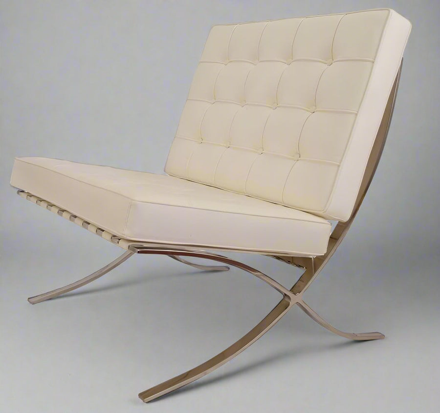 Mies Barcelona Pavilion Chair - Premium Italian Leather, Cream