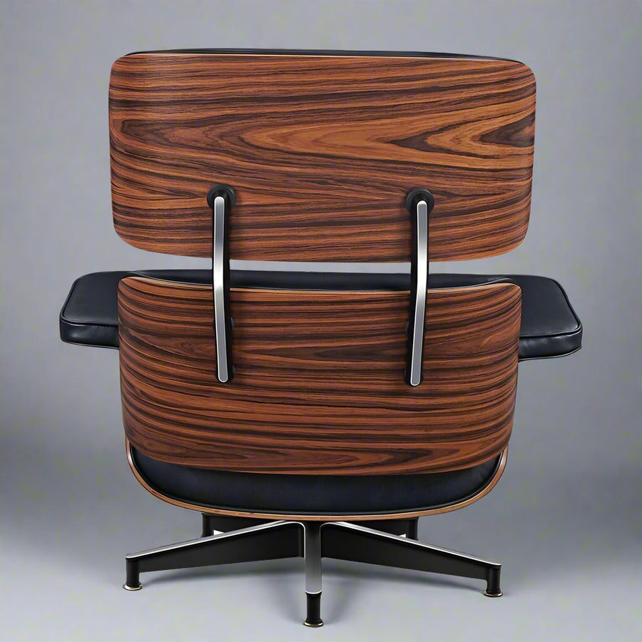 Charles Eames Style XL Version Lounge Chair & Ottoman – Rosewood, Black & White