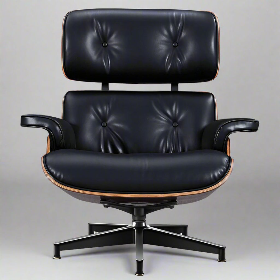 Charles Eames Style XL Version Lounge Chair & Ottoman – Rosewood, Black & White