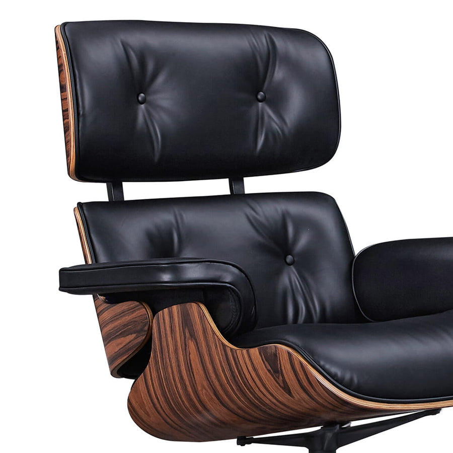 Charles Eames Style XL Version Lounge Chair & Ottoman – Rosewood, Black & White