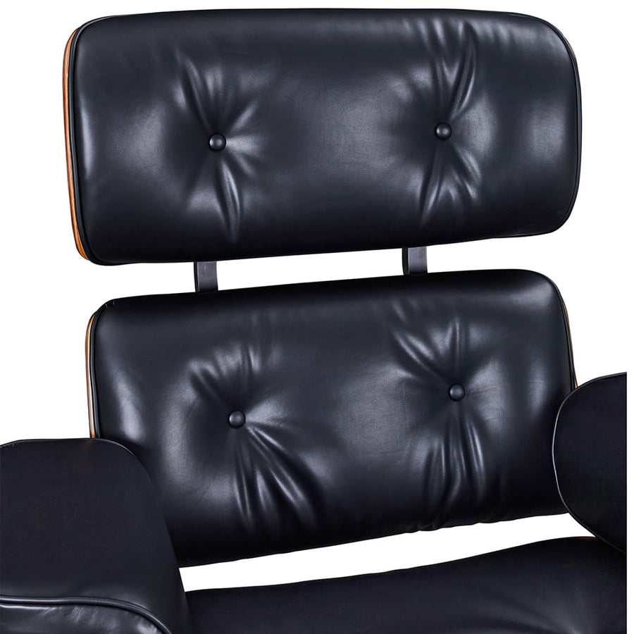 Charles Eames Style XL Version Lounge Chair & Ottoman - Walnut wood Black & White