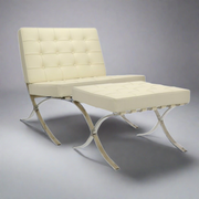 Mies Barcelona Pavilion Chair with Footress, Cream