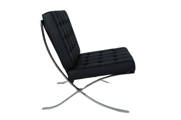 Mies Barcelona Pavilion Chair - Premium Italian Leather, Black