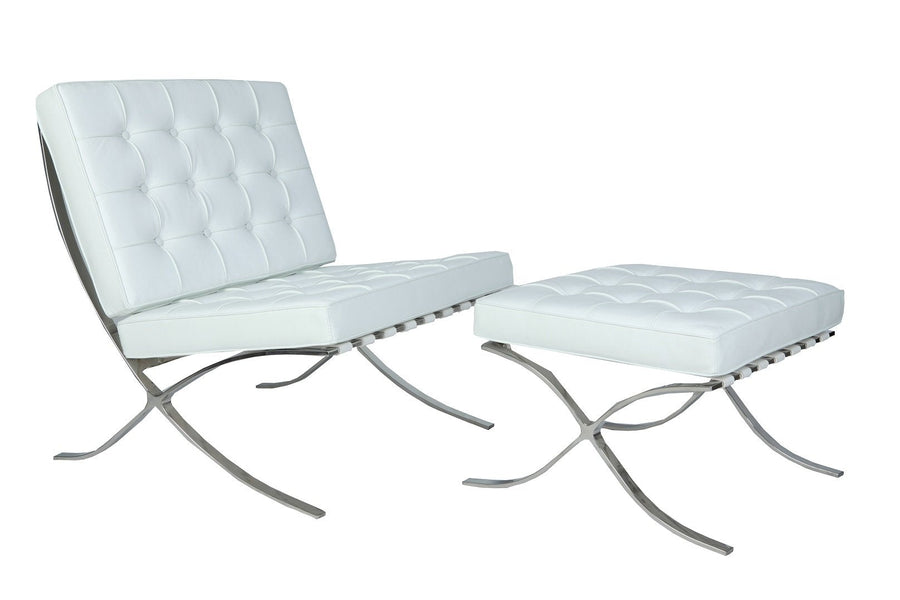 Mies Barcelona Pavilion Chair with Footrest | Tan Brown