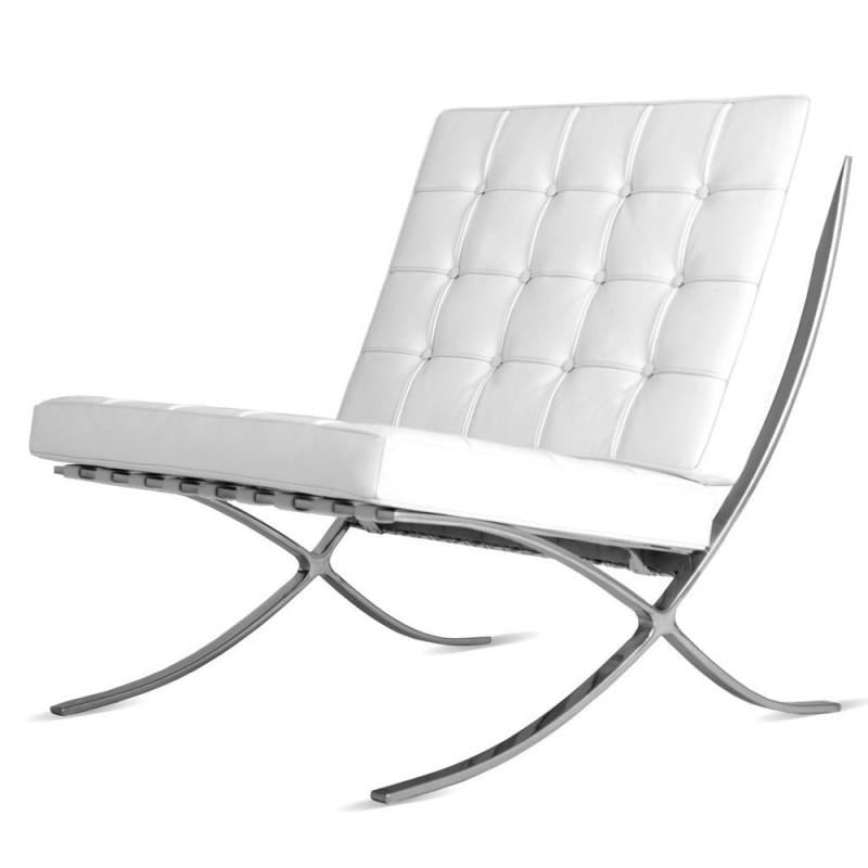 Mies Barcelona Pavilion Chair - Premium Italian Leather, Cream