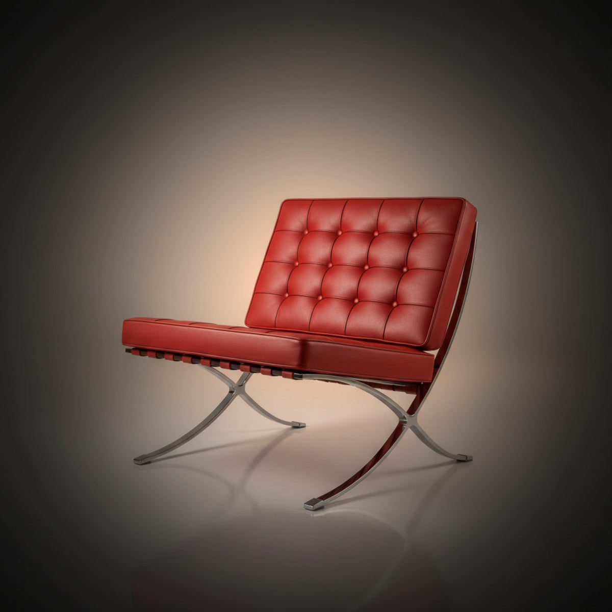 Red chair with a modern design on a white background
