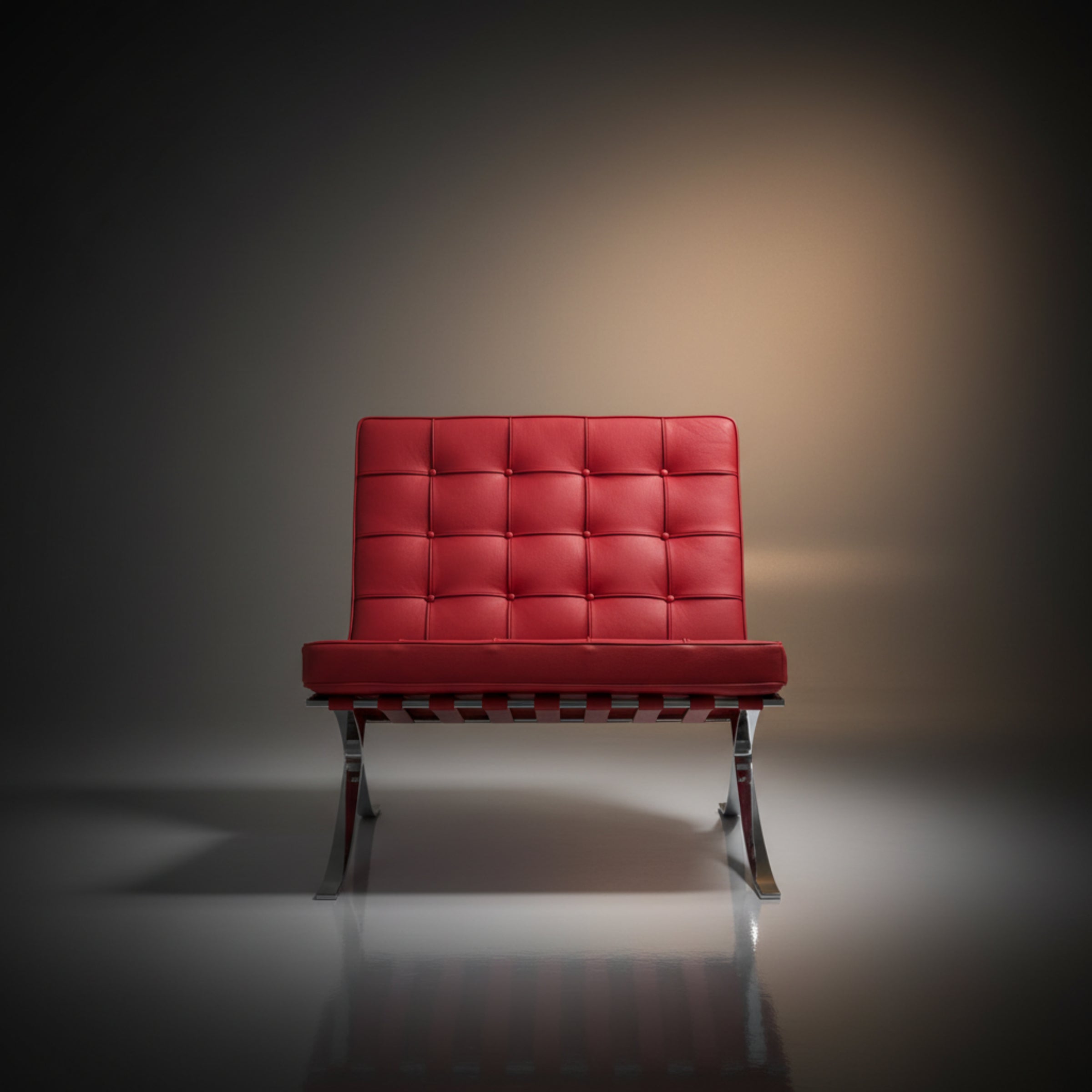 Red chair with a white background barcelona-pavilion-chair-mies-with-ottoman-red 