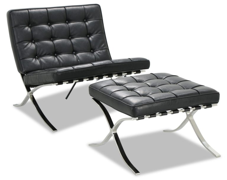 Mies Barcelona Pavilion Chair with Footrest | Black