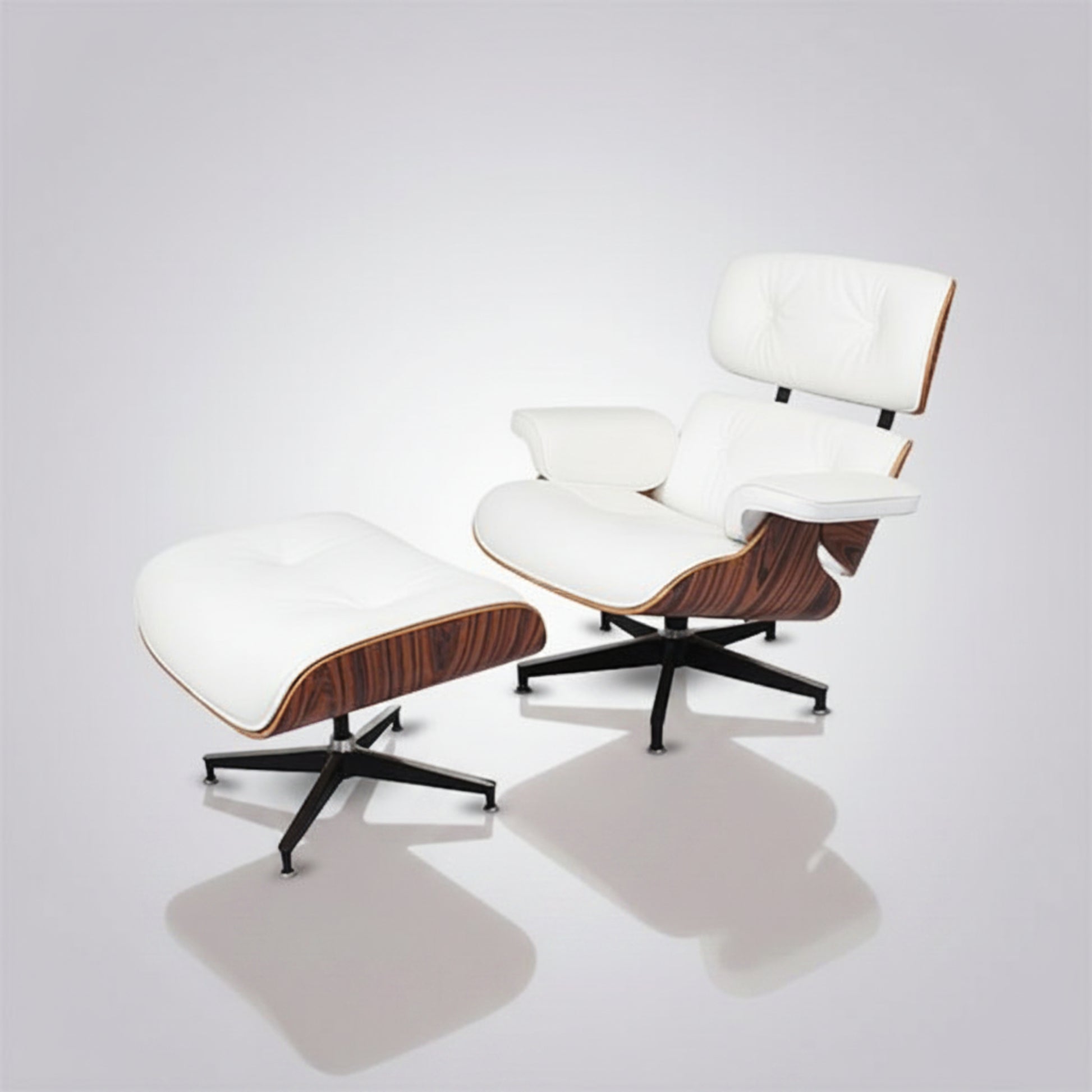 Charles Eames Inspired Iconic Style Lounge Chair & Ottoman - Rosewood & Tan Brown - Aura Furnitures