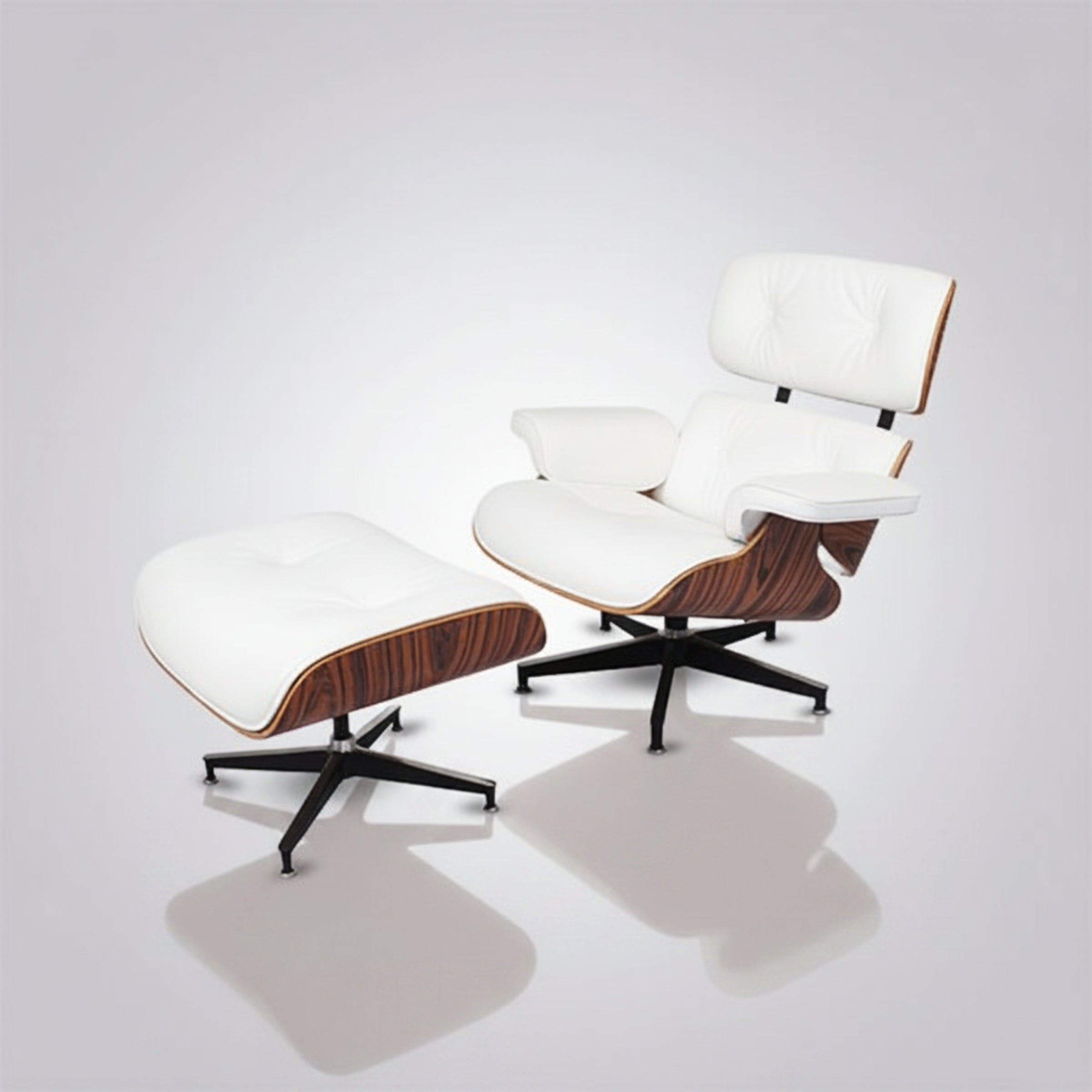 Charles Eames Inspired Iconic Style Lounge Chair & Ottoman - Rosewood & Tan Brown - Aura Furnitures