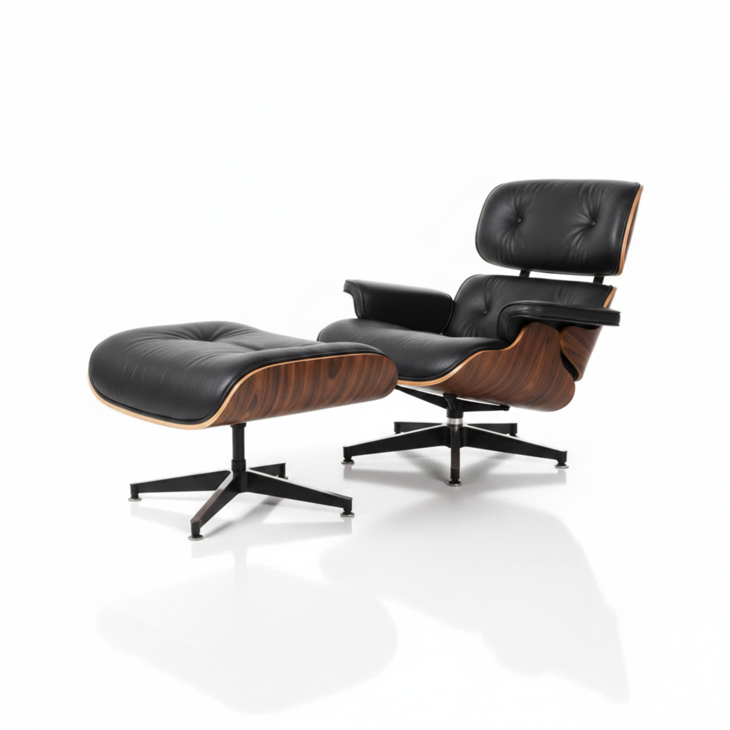 Charles Eames Inspired Iconic Style Lounge Chair & Ottoman - Rosewood & Tan Brown - Aura Furnitures