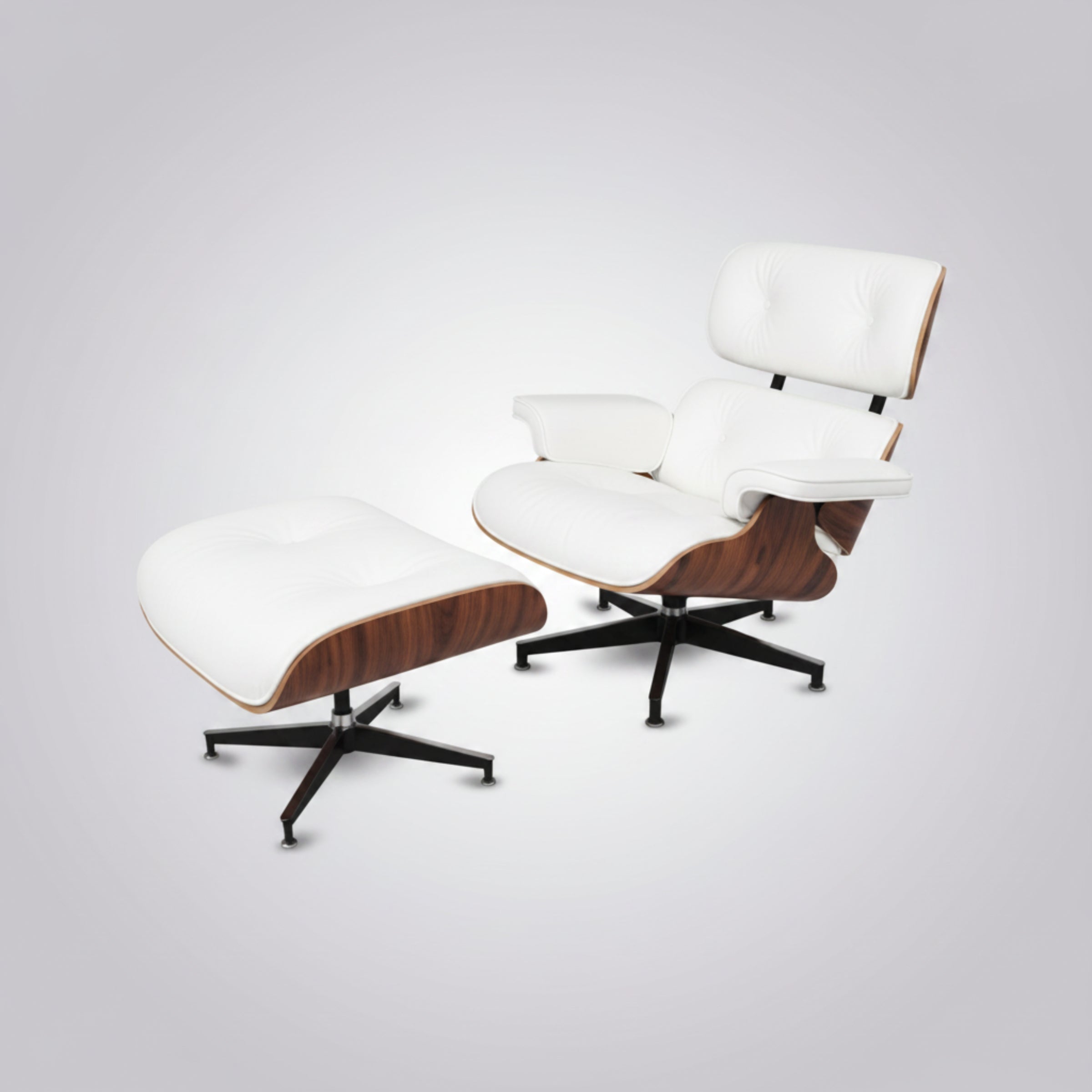 Charles Eames Inspired Iconic Style Lounge Chair & Ottoman - Rosewood & Tan Brown - Aura Furnitures